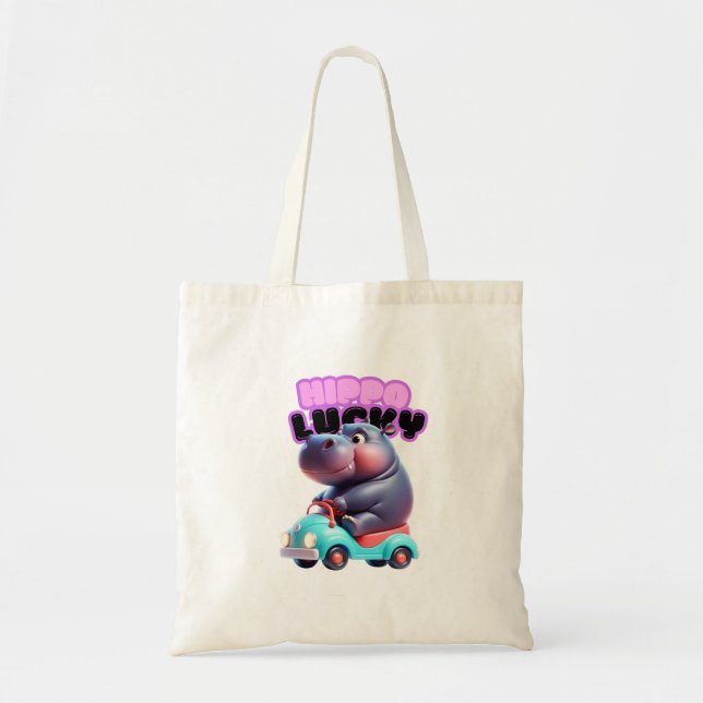 Lucky Hippo Tote Bag Tragetasche (Vorne)