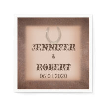 Lucky Horseshoe auf Brown Leather Wedding Napkin