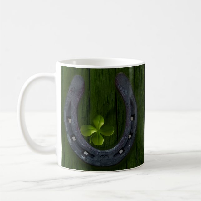 Lucky Horseshoe Clover Design Coffee Tasse Cup (Links)