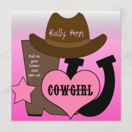 Lucky Horseshoe Cowgirl Birthday Einladung