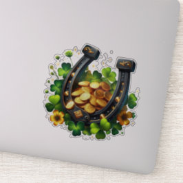 Lucky Horseshoe Goldmünzen und Klee Aufkleber