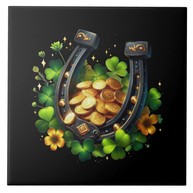 Lucky Horseshoe Goldmünzen und Klee Fliese (Vorderseite)