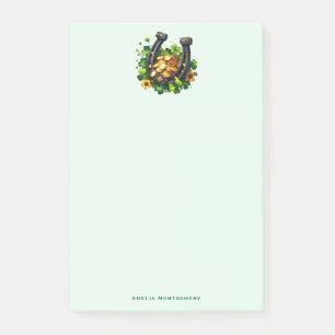 Lucky Horseshoe Goldmünzen und Klee Post-it Klebezettel