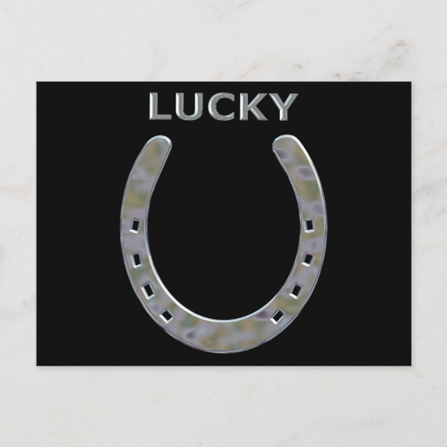 Lucky Horseshoe in Silver Postkarte (Vorderseite)