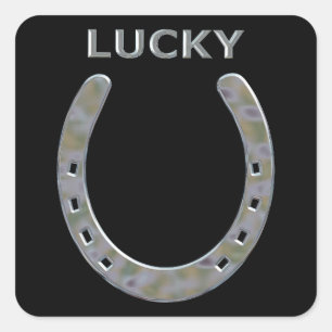 Lucky Horseshoe in Silver Quadratischer Aufkleber