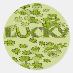 Lucky Horseshoe Irish Green Clovers Kleeblatts Runder Aufkleber