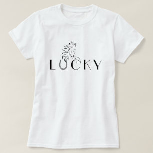 Lucky Horseshoe Pferd Reitfahrer T-Shirt