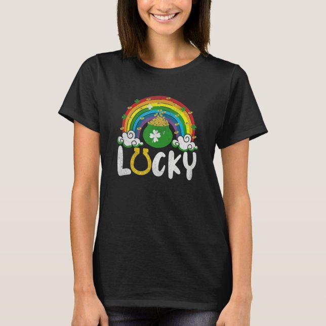 Lucky Horseshoe Rainbow Funny St. Patrick' Day T-Shirt (Vorderseite)