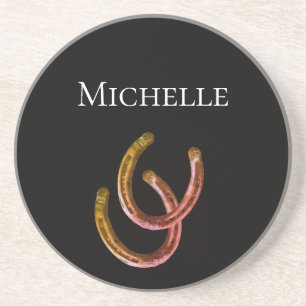 Lucky Horseshoe Rustic Black Custom Getränkeuntersetzer