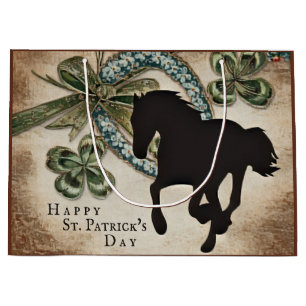 Lucky Horseshoe und Horse St. Patrick's Day Card Große Geschenktüte
