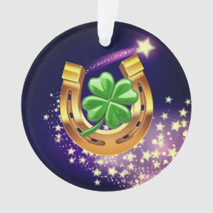 Lucky Hufeisen 4 Blatt Klee Schießstar lila Ornament