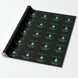 Lucky & I Gnome Es Lustig Sarcastic Cat St. Patric Geschenkpapier
