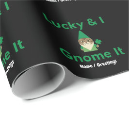 Lucky & I Gnome Es Lustig Sarcastic Cat St. Patric Geschenkpapier