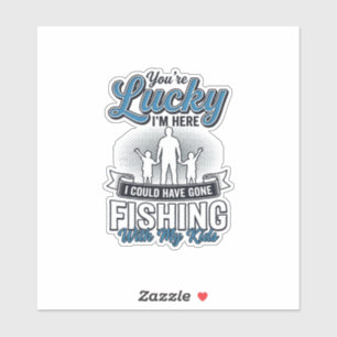 Lucky Im Here Familie Angeln Vintage-Shirt-Design Aufkleber