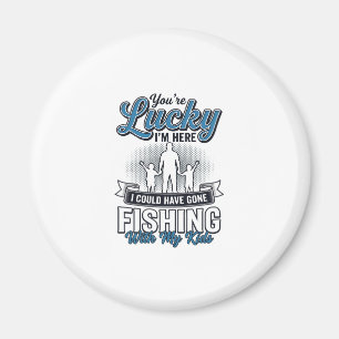 Lucky Im Here Familien-Angeln Vintage-Shirt-Design Magnet