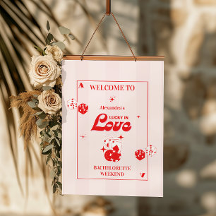 Lucky in der Liebe Bachelorette Wochenende Wandteppich Mit Holzrahmen