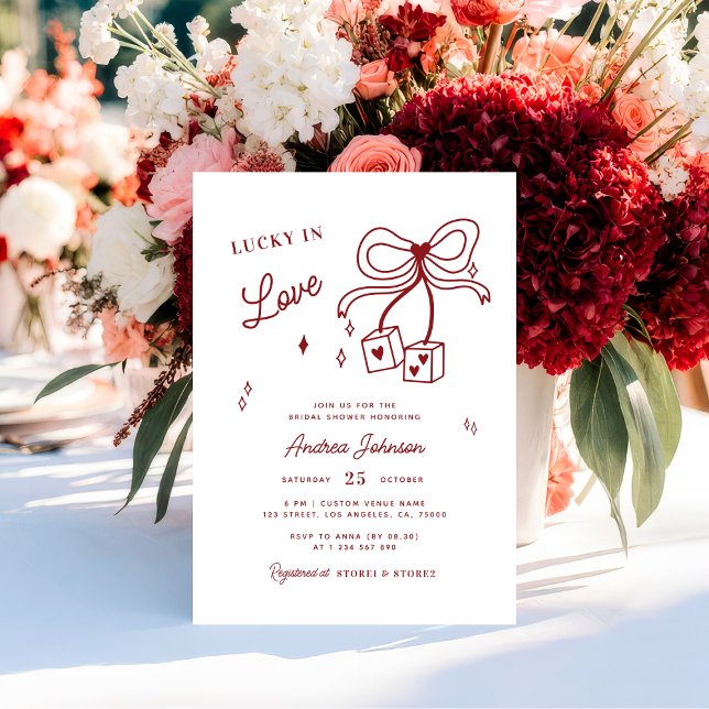 Lucky in der Liebe Vegas Dice Casino Bow Brautpart Einladung (Von Creator hochgeladen)