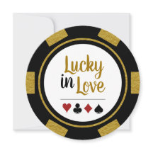 Lucky in Liebe Poker Chip Black Gold Vegas Hochzei