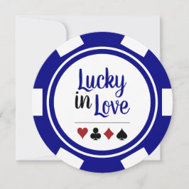 Lucky in Liebe Poker Chip Blue Las Vegas Wedding Einladung