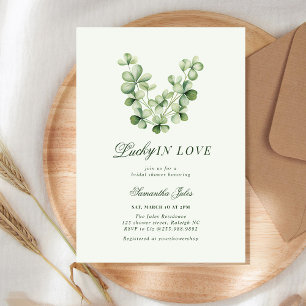 Lucky in Love Brautparty Grüner Kleeblatt  Einladung
