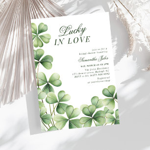 Lucky in Love Brautparty Grünes Kleeblatt  Einladung