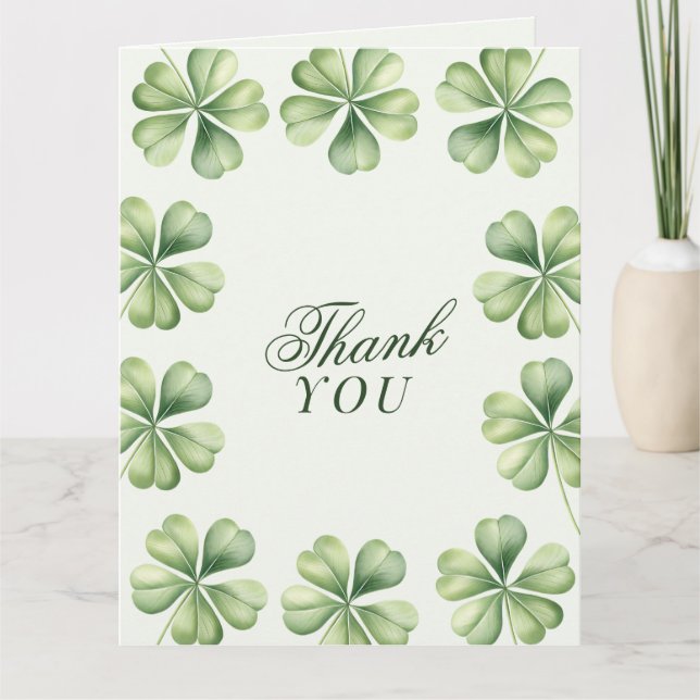 Lucky in Love Bridal Shower Green Shamrock  Dankeskarte (Vorderseite)