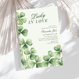 Lucky in Love Bridal Shower Green Shamrock Einladung