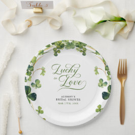 Lucky in Love Bridal Shower Green Shamrock  Pappteller