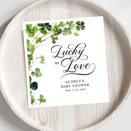 Lucky in Love Bridal Shower Green Shamrock  Serviette