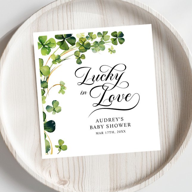 Lucky in Love Bridal Shower Green Shamrock  Serviette (Von Creator hochgeladen)
