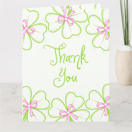 Lucky in Love Bridal Shower Pink Green Shamrock  Dankeskarte