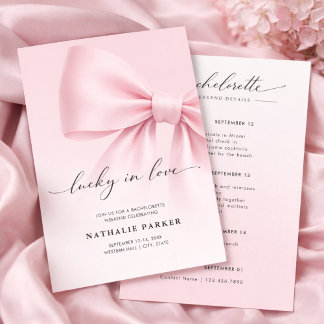 Lucky in Love Elegant Script Bachelorette Weekend  Einladung