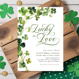Lucky in Love Green Shamrock Bridal Shower Einladung