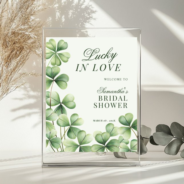 Lucky in Love Green Shamrock Bridal Shower Sign Poster (Von Creator hochgeladen)
