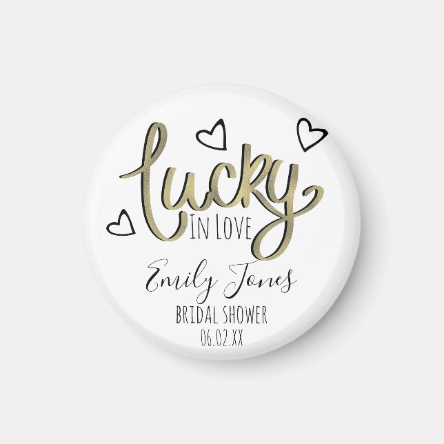 Lucky in Love Hearts Bridal Shower Magnet (Vorne)