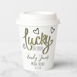 Lucky in Love Hearts Bridal Shower Pappbecher