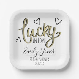 Lucky in Love Hearts Bridal Shower Pappteller