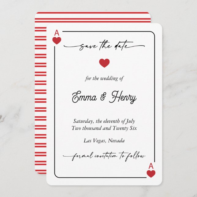 Lucky in Love Save the Date Invitation (Vorne/Hinten)