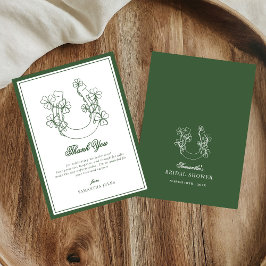 Lucky in Love Shamrock Horseshoe Bridal Shower Dankeskarte