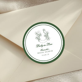 Lucky in Love Shamrock Horseshoe Bridal Shower Runder Aufkleber