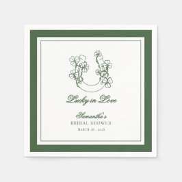 Lucky in Love Shamrock Horseshoe Bridal Shower Serviette