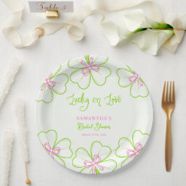 Lucky in Love ShamrockPink Green  Bridal Shower  Pappteller