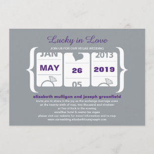 Lucky in Love Spielautomaten-Hochzeit Einladung