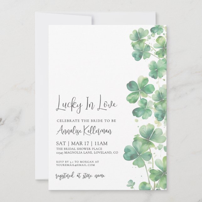 Lucky In Love St. Patrick's Day Bridal Shower Einladung (Vorderseite)