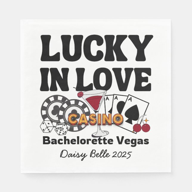 Lucky In Love Vegas Bachelorette Serviette (Vorderseite)