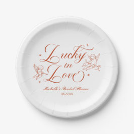 Lucky In Love Vintage Cupid Bridal Shower Pappteller