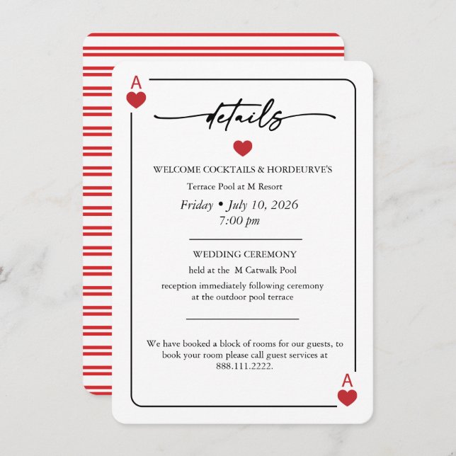 Lucky in Love Wedding Details Card Einladung (Vorne/Hinten)