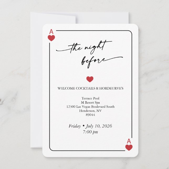 Lucky in Love Wedding Night Before Card Einladung (Vorderseite)