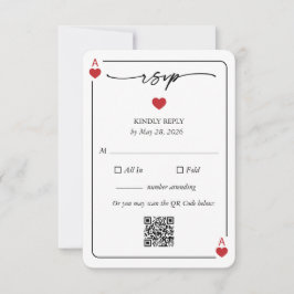 Lucky in Love Wedding RSVP Card with QR Option Einladung