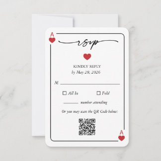 Lucky in Love Wedding RSVP Card with QR Option Einladung